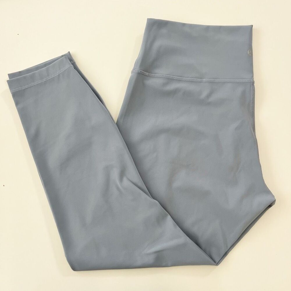 Lululemon Womens Blue Wunder Under High-Rise Tight Yoga Crop Leggings Size 14